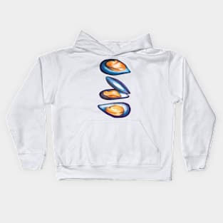 Mussels Seafood Pattern Kids Hoodie